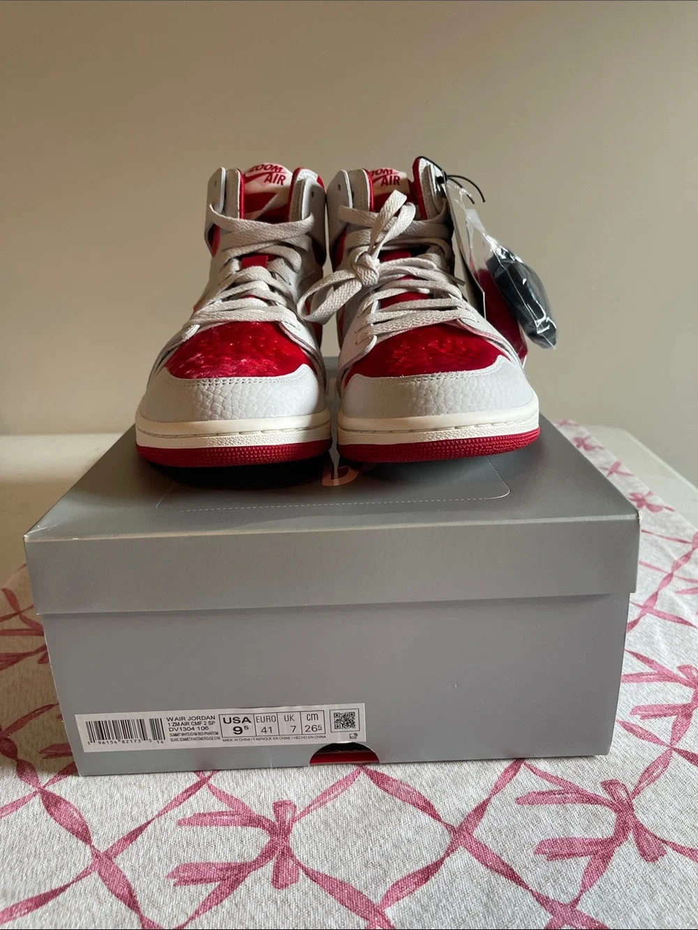 Jordan Women’s High-Top Sneakers in White and Red